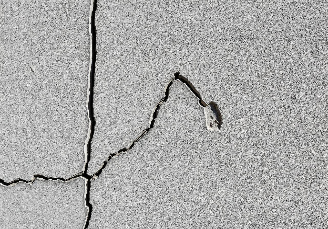 Detalhe de fissura estrutural identificada em inspeção predial